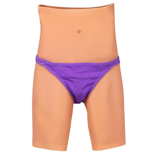 Vnmcry 3.0 Ultra Silikon Shorts Künstliche Vagina mit Katheter und Scheide Erotische Hose Versteckende Gaff für Herren Transgender Crossdresser (ohne Haare, Gebräunte Haut - Größe XL)