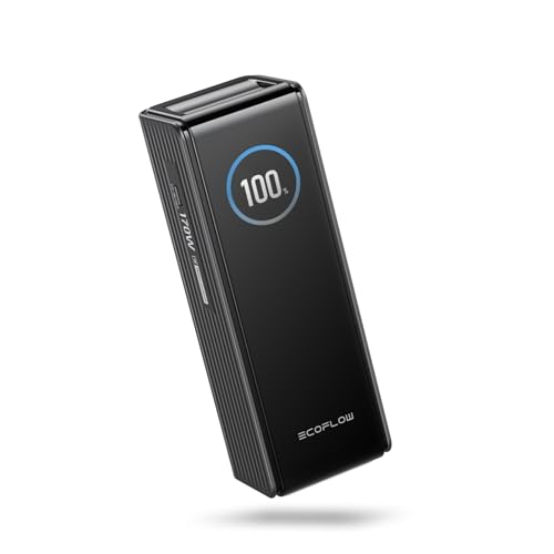 EcoFlow Powerbank 25000mAh 170W mit Zwei 140W USB-C Anschlüssen, Tragbares Ladegerät Laptop Power Bank für iPhone 17/16/15 Series, Samsung, iPad, Steamdeck, Switch, Schwarz