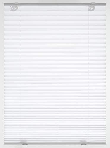 GARDINIA Solo Plissee ohne Bohren, Mit Saugnäpfen, Blickdichtes Falt-Rollo, Inkl. Aller Montage-Teile, 2 Bedienschienen aus Aluminium, Weiß, 80 x 130 cm