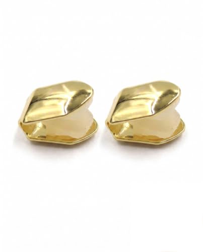 LEPJOS Grillz Zähne 2er Pack – Universelle Gold-Grillz mit sicherem Clip-Mechanismus und weicher Passform. Perfekt für Musikfestivals & Halloween – sorgenfrei bei Bewegung.