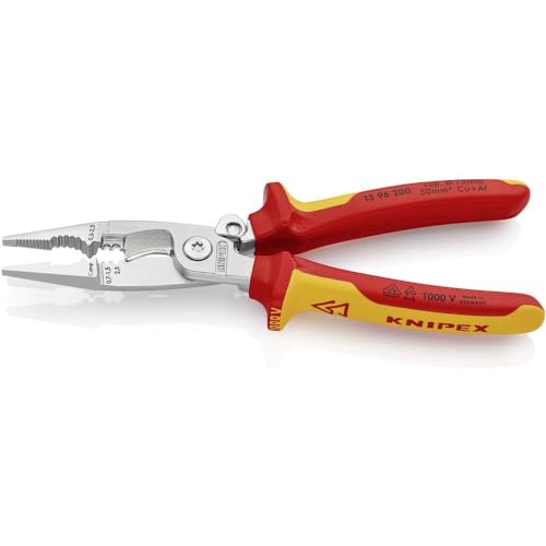 KNIPEX Elektro-Installationszange, VDE, Öffnungsfeder, Greifen, 13 96 200