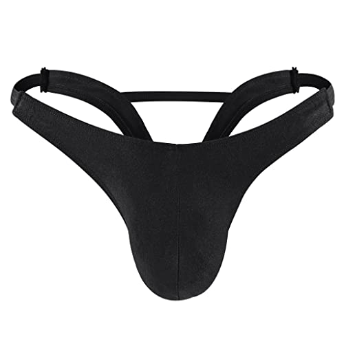 Bommi Fairy Herren Unterwäsche Sexy Tanga G-String Dehnbar Atmungsaktiv Höschen Bequeme Passform Low Rise Bikini(Schwarz)