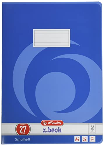 Herlitz Schulheft x.book A4, liniert, Lineatur 27, 32 Blatt, 5 Stück