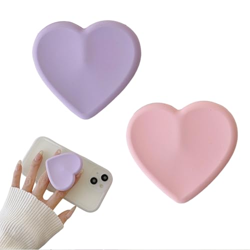 Handy Socket rosa Handy Griffhalter Einziehbarer Glas Liebe Herz Griff mit Kompatibel Mobiltelefon Ausziehbarer Sockel Stand für Smartphones,2 Stück
