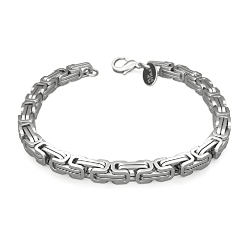 Fly Style Byzantiner Königskette Armband Herren - Königsarmband Edelstahl silber poliert - 6mm breit, 18cm lang