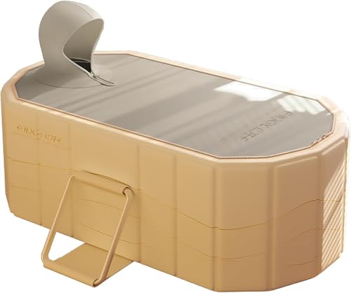 Simcat Faltbare Badewanne für Erwachsene – Tragbare Freistehende Badewanne mit Deckel, Ideal für Heim-SPA, Outdoor & Familien – Extra Groß (150x55x50cm, Gelb)