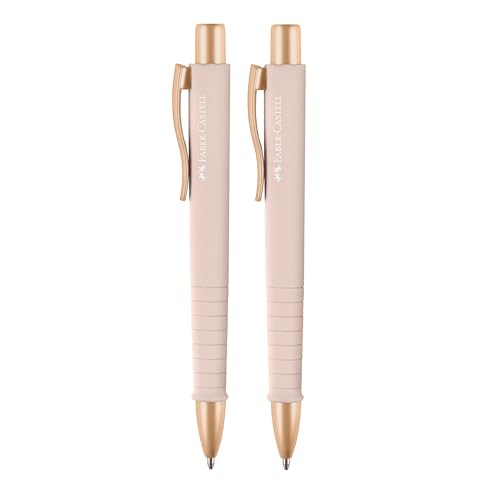Faber-Castell 205092 - Kugelschreiber Poly Ball pale rose, 2 Stück, mit auswechselbarer XB Mine, dokumentenecht