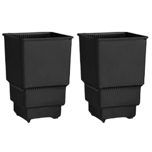 URPIZY 2 St¨¹ck Atmungsaktive Quadratische T?pfe mit Wurzelkontrolle, 8 cm und 10 cm Innendurchmesser, Plastik Blumentopf f¨¹r Innen und Au?en, Wei? und Schwarz