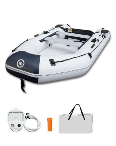 Schlauchboot Aufblasbares 3 m für 3–4 Personen – Wave, Motor geeignet, Freizeitboot, Paddelboot, Angelboot – Mit 2 Sitzbänken, Drop-Stitch-Boden, Paddel, Pumpe, Reparaturset & Tasche