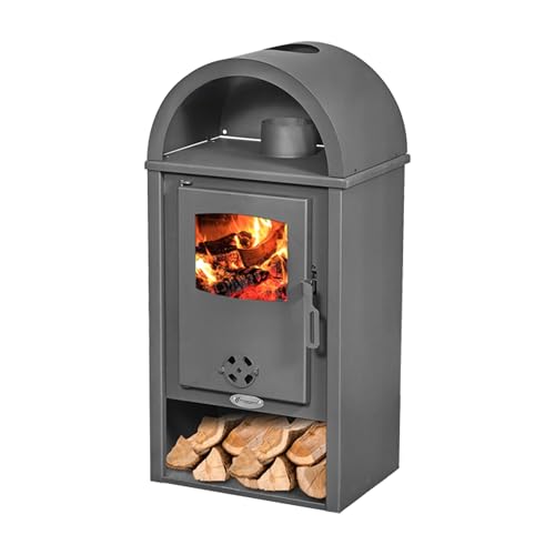 Sannover Holzofen Dikar 10 kW - Keramikbefeuerung, Natürliche Entlüftung, Schwarz, Modern, Wohnzimmer, Freistehend, Sauberes Glassystem, Feuerungssicherheit