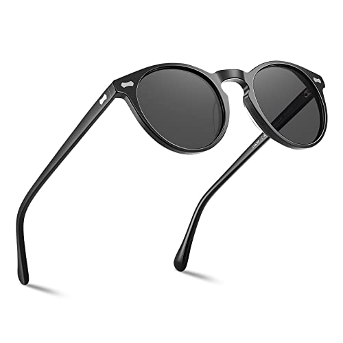 CARFIA Polarisierte Sonnenbrille Herren Männer Fahrenbrille Runden Rahmen mit Lederetui