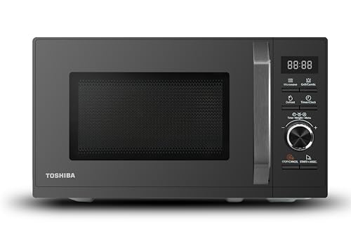 Toshiba MW3-AG20PE(BK) Mikrowellen mit Grill 20L 3-in-1 Mikrowellenherd, Chef-Abtauung, Mikrowelle, Grill, Kombi, 5 Leistungsstufen, 8 Automatikprogrammen, Einfacher Reinigung, Schwarz