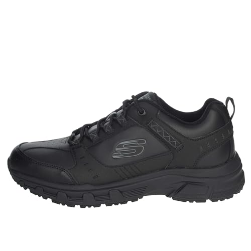 Skechers Oak Canyon Redwick Herren Trainer, Black Leather Synthetic Textile Black Trim, 43 EU