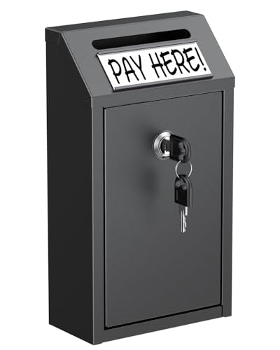 Uniclife Geldkasse für Bargeld, Wandbriefkästen für Draußen, Briefkasten mit Schloss, Schlüsseldropbox, Geldkassette mit Schloss, Metall-Spendendose, Vorschlagkasten für Zuhause, Büro & Geschäft