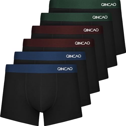 QINCAO Boxershorts Herren 6er Pack Ohne Kratzenden Zettel Männer Unterhosen Unterwäsche Boxer Baumwolle(Gr. S - 4XL)