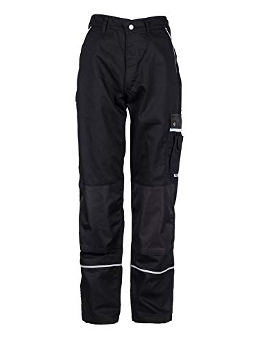 TMG® Schwarze Lange Arbeitshose für Herren, mit Kniepolstertaschen, viel Stauraum, Männer, 58