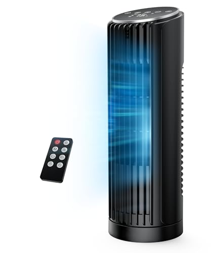 PNTCK Turmventilator mit Fernbedienung, 33cm ventilator leise mit 4 Modi,4 Geschwindigkeiten, 70°Oszillierender, tischventilator, 12-Std-Timer, LED-Anzeige, Automatikbetrieb, 24dB Leiser