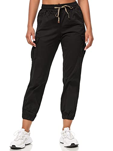 Tazzio Cargo Hose Damen Cargohose Regular Fit F600 (M, Schwarz)
