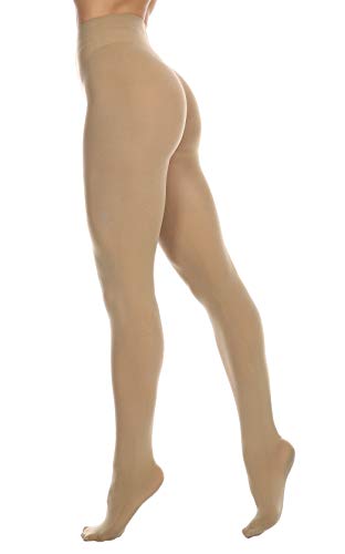 EVERSWE 80D Microfaser Damen Strumpfhose (L/XL, Beige)