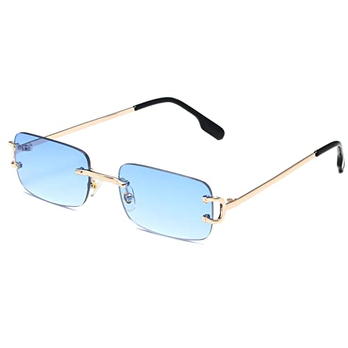 Ggpyyon Rechteck Randlose Sonnenbrille Retro Rahmenlose Sonnenbrille Damen