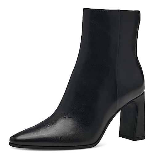 MARCO TOZZI Damen Stiefeletten mit Absatz aus Kunstleder Spitz, Schwarz (Black), 38 EU