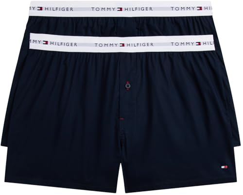 Tommy Hilfiger Herren 2er Pack Boxershorts Woven Boxer Baumwolle, Blau (Desert Sky/Desert Sky), M