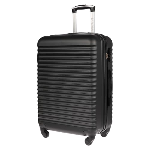 Christian Wippermann Koffer L 80L - Robuster ABS Hartschalenkoffer Größe L 44x66x28 cm - Leicht mit Schloss - 4 Rollen 360 Drehbar - Ideal für Reisen - Mittelgroßer, Leichter Rollkoffer, schwarz