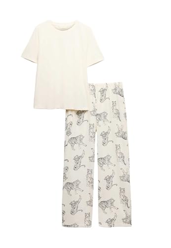 Marks & Spencer Bedruckter Schlafanzug Aus Reiner Baumwolle Damen M