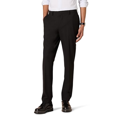 Amazon Essentials Herren Knitterarme Stretch-Anzughose, Schmale Passform, Schwarz, 32W / 34L