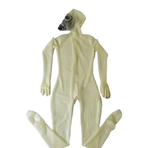 CHBYUOMLJIK Transparenter Ganzkörper-Catsuit Aus 100% Latex. Fetisch-Bodys. Befestigen Sie Die Gasmaske Mit Einem Reißverschluss Hinten,FRAUEN,XXL