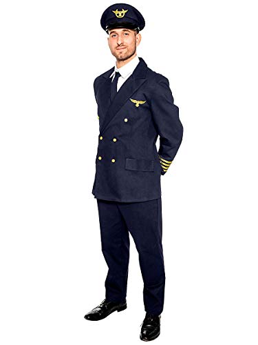 Maskworld Realistisches Piloten Kostüm für alle Flugzeugführer - Verkleidung Uniform Anzug für Flugzeugführer - Karneval Fasching Halloween & Mottoparty - Größe XL-XXL