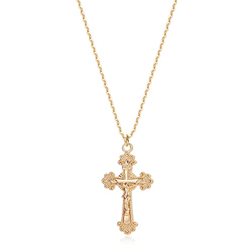 Jenosy Gold Kreuzkette Damen - Personalisierte Kette mit Kreuz Anhänger, Hypoallergene 18K Vergoldete Kette, Modeschmuck für Frauen und Mädchen