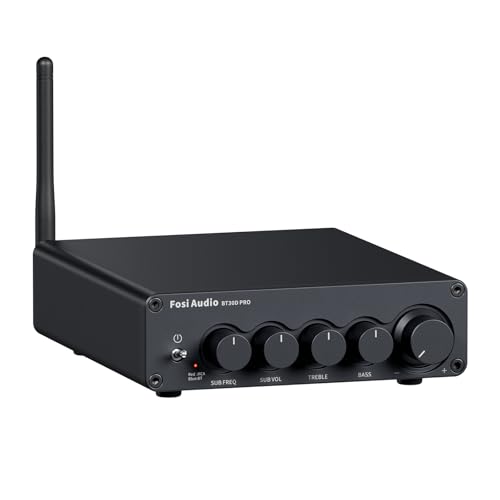 Fosi Audio BT30D Pro Bluetooth Verstärker 2.1 Kanal, Mini HiFi Verstärker mit TPA3255 Chips 165W x2+350W & Bass-Höhenregler, Audio Receiver für Desktop/Außenlautsprecher/Regallautsprecher/Subwoofer