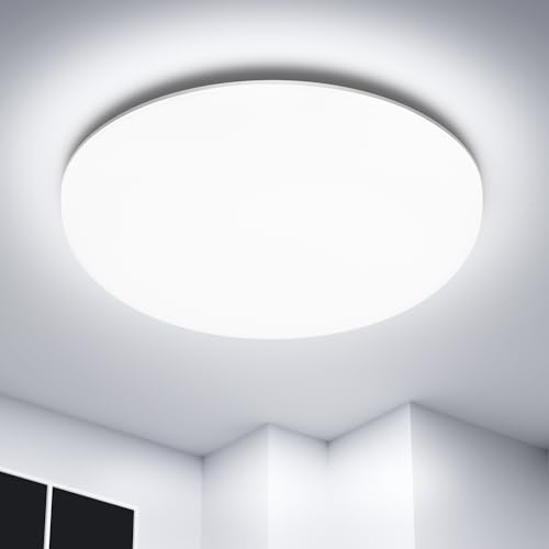 Swoieltr Deckenlampe LED Deckenleuchte, Lampe Decke 36W 4500LM IP54 Wasserfest, Badlampe Rund Flach Modern Deckenleuchten Superhelle Kaltlicht Rahmenlose Lampen für Wohnzimmer Küche Schlafzimmer-6500K