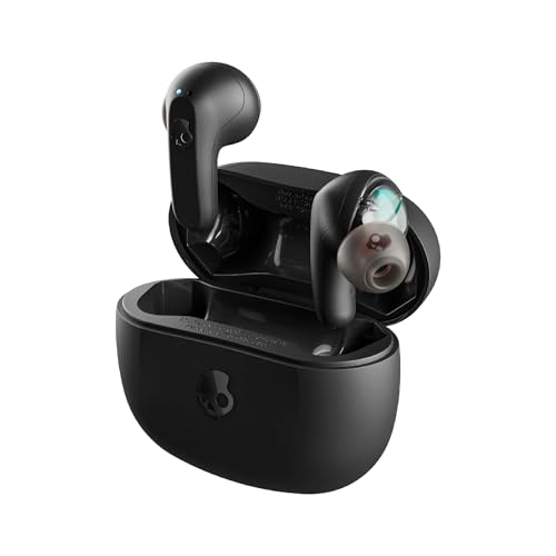 Skullcandy Rail In-Ear Wireless-Kopfhörer, 42 Std. Akkulaufzeit, Skull-iQ, Alexa-Unterstützung, Mikro, kompatibel mit iPhone, Android und Bluetooth-Geräten - Schwarz