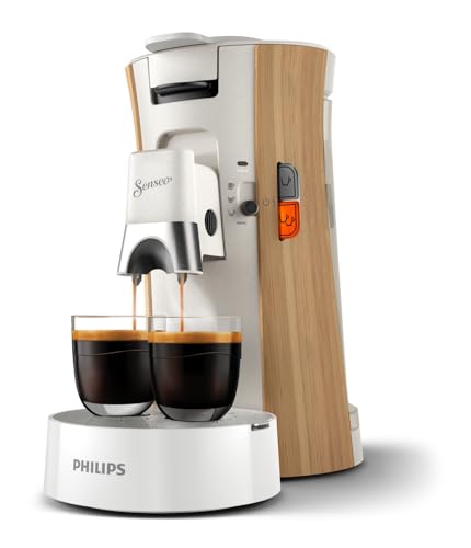 Philips Senseo Select Kaffeepadmaschine – Intensity Plus, Memo-Funktion, 3 Intensitäten, Crema Plus, umweltfreundliches Produkt mit 37% Bio-Kunststoff, Seidenweiß (CSA240/06)