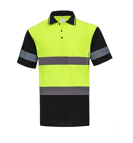 WORK IDEA Herren Warnschutz Poloshirt, Reflektierendes Arbeits Poloshirt