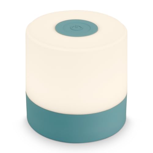 BRILONER – Mini LED Tischlampe Kabellos, Dimmbare Nachttischlampe Touch, Schreibtischlampe, Leselampe, Tischleuchte Outdoor, USB-C, Campinglampe, Warmweißes Licht, 7x7 cm, Nachtlicht baby, Blau