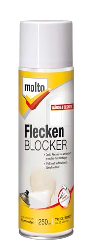 Molto Flecken Blocker Spray, Zum dauerhaften Abdecken von Flecken an Decken und Wänden, Weiß, 250 ml