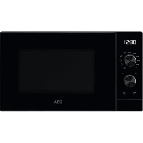 AEG MFB252DB Freistehende Mikrowelle mit Grillfunktion - 25L,900W,7 Leistungsstufen,Invertertechnologie,Auftau-Funktion,LED-Beleuchtung,Edelstahl-Innenraum,SteamPot,Schwarz