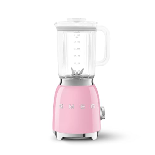 Smeg, BLF03PKEU, 1,5 l Standmixer, 4 -Geschwindigkeitsstufen, 4 Automikprogramme, Abnehmbare Doppelklinge, Deckelöffnung transparent mit Dosierkappe, rutschfest, 800W, Rose