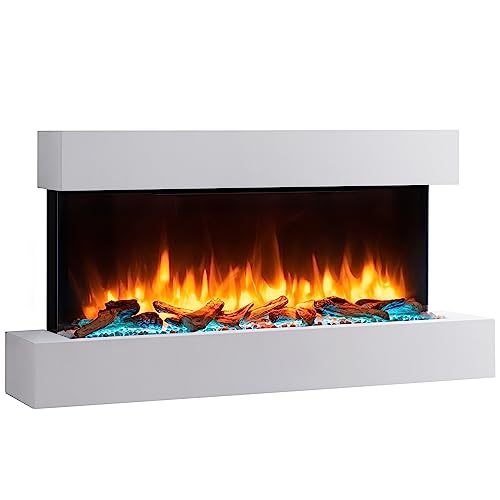 BALDERIA Ignis - Elektrischer Wandkamin mit Heizung und LED Flammeneffekt, Weiss