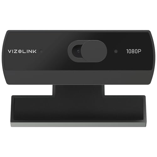 VIZOLINK W2N Webcam Full HD, 1080P/30PFS, Dual Mikrofone Rauschunterdrückung, Fester Fokus, 78°Blickfeld, Belichtungskorrektur, Objektivabdeckung, USB Webcam für Videoanrufe, Konferenzen, Switch 2