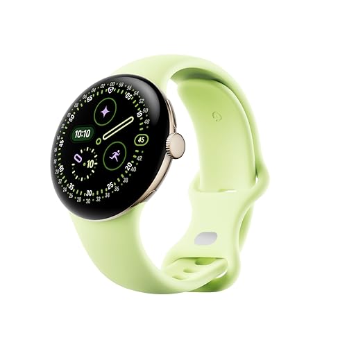 Google Pixel Watch 4 (41 mm) – Android-Smartwatch mit gewölbtem Display und Fitness-Tracking und Unterstützung von Gemini – Aluminiumgehäuse in Champagne Gold – Sportarmband in Lemongrass – WLAN