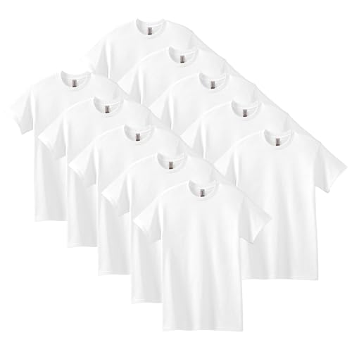 Gildan Unisex T-shirt aus Schwerer Baumwolle Mehrfarbig ,Stil G5000 T-Shirt, Weiß, XL