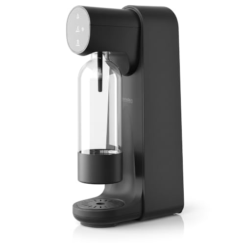 Arendo - Wassersprudler elektrisch - 3 Stufen leicht mittel stark - inkl. Wasserflasche 1 Liter - Touch Bedienung – Großes Bedienfeld digital – Locktaste - Tropffeld