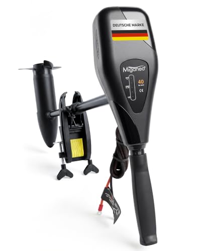 Miganeo Elektromotor Boot TRS 40 lbs – Elektro Außenborder 408 Watt – Salzwassertauglich & mit LED Batterieanzeige – Bootsmotor Elektro 12V auch für Schlauchboote – 5 Vorwärts- & 3 Rückwärtsgänge