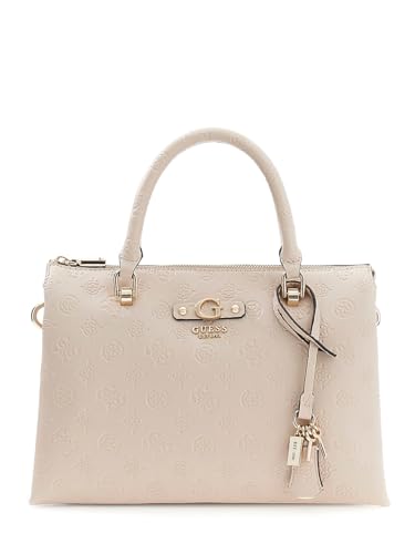 GUESS Handtasche Umhängetasche Dita Multi Compartment Satchel Light Taupe Logo beige
