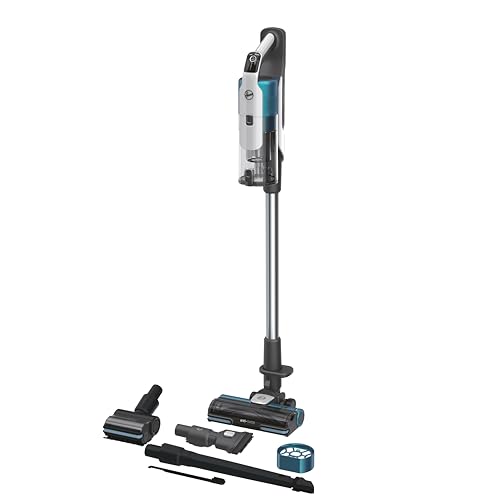 Hoover HF9 Kabelloser Staubsauger mit Anti-Torsionsstange, verhindert das Wickeln der Haare, 30 Minuten Laufzeit, LED-Lichter, Haustiere und Flexible Fugendüse, Blau