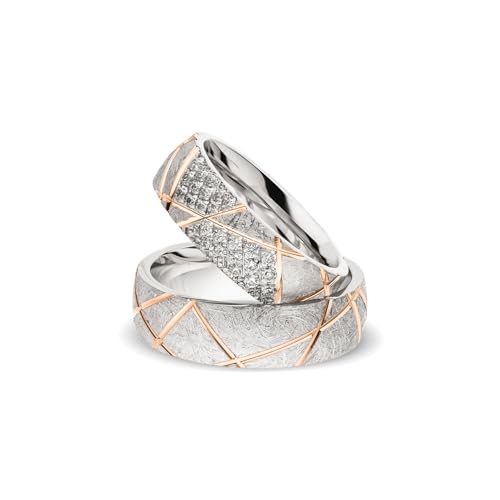 Kolibri Rings Eheringe Rot Vergoldet Verlobungsringe Silber 925 Zirkonia 26 Steine Set - Gratis Gravur und Etui
